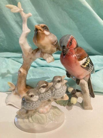 Hutschenreuther - Beeldje - 3 Vogelfiguren - Porselein