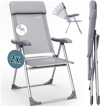Tuinstoel 2 stuks Grijs Aluminium Inklapbaar (Stoelen), Verzenden, Nieuw