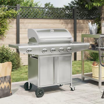 vidaXL Gasbarbecue met 5 branders roestvrij staal, Verzenden, Nieuw