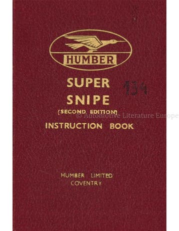 1939 HUMBER SUPER SNIPE INSTRUCTIEBOEKJE ENGELS