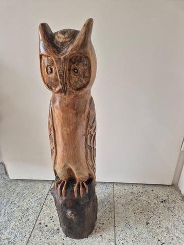 Figuursnijwerk, Houten uil - 68 cm - Hout