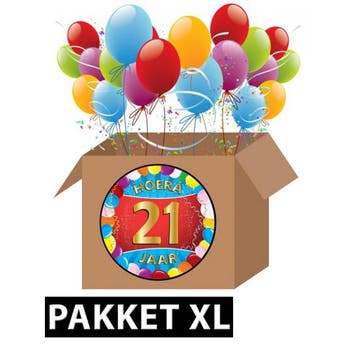 21 jaar feestartikelen pakket XL - 21 jaar versiering, Ophalen of Verzenden, Nieuw