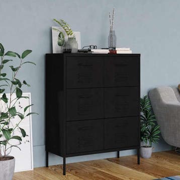vidaXL Ladekast 80x35x101,5 cm staal zwart, Huis en Inrichting, Verzenden, Nieuw
