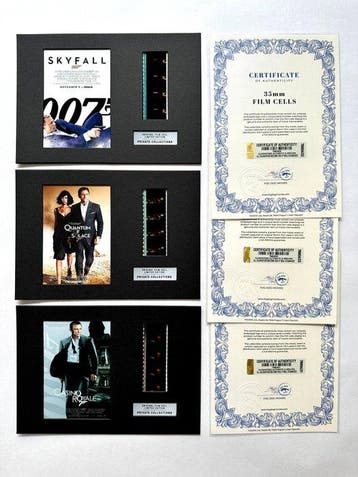 James Bond – Daniel Craig Era – Rare Set of 3 Mounted 35mm, Nieuw