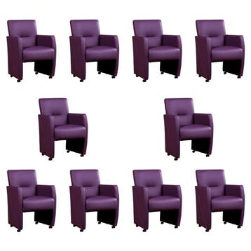 Set van 10 Leren eetkamerstoelen Pleasure - Toledo, Huis en Inrichting, Stoelen, Ophalen of Verzenden, Nieuw, Leer