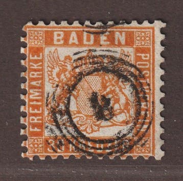 Baden 1862 - Baden 22 b, Wapens 30 Kr. donkeroranje, keurig, Gestempeld