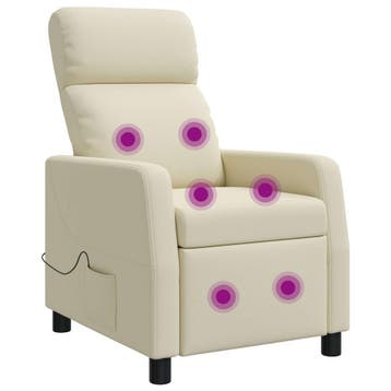 vidaXL Massage Recliner Crèmekleurig Kunstleer, Verzenden, Nieuw