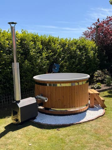 Premium Hot tub | kunststof kuip | 35kW houtkachel | Ø200cm, Tuin en Terras, Bubbelbaden en Hottubs, Ophalen of Verzenden, Nieuw