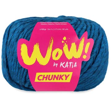 Katia WOW Chunky - 74 Zeeblauw - Bulky Acryl/Wolmix Garen, Ophalen of Verzenden, Nieuw