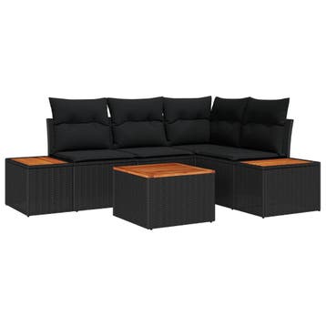 vidaXL Tuinbankenset 5 st Zwart Poly riet, Tuin en Terras, Tuinsets en Loungesets, Verzenden, Nieuw, 5 zitplaatsen