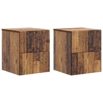 vidaXL Wandbeugel Bedkast met lade 2 pcs Oud hout 33 x 34,5, Minder dan 45 cm, Verzenden, Nieuw, Minder dan 55 cm