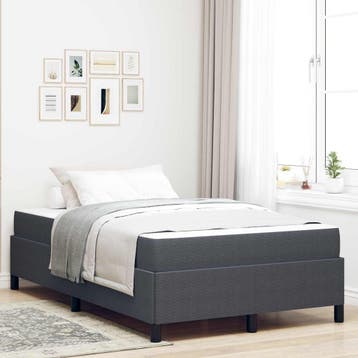 vidaXL Bedframe met matras Donkergrijs 120 x 190 cm Stof, Verzenden, Nieuw, Twijfelaar, Stof