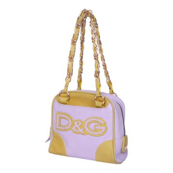 Dolce & Gabbana Chain Handle Logo Bag Lila & Geel, Sieraden, Tassen en Uiterlijk, Tassen | Damestassen, Verzenden, Zo goed als nieuw
