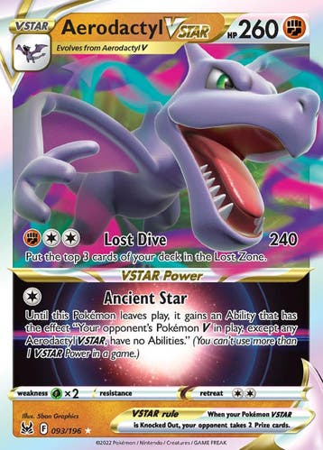 Aerodactyl VSTAR 093/196 Lost Origin, Ophalen of Verzenden, Nieuw, Losse kaart, Foil