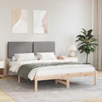 vidaXL Bedframe met Gevoerd Hoofdgedeelte Lichtgrijs 150 x, Verzenden, Nieuw, Hout