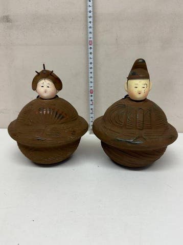 Japanse vintage aardewerk Bell Hina-poppen, volkskunst,