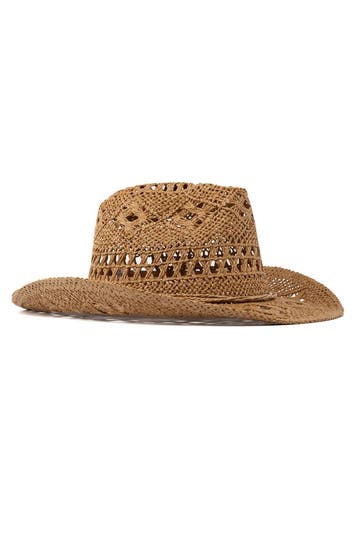 KIMU® Cowboyhoed Gevlochten Strohoed Lichtbruin Bruin Stro C, Ophalen of Verzenden, Nieuw, Overige maten, Carnaval