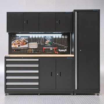 Datona Werkbank garage 160 cm met zijkast - Datona - Zwart, Ophalen of Verzenden, Nieuw