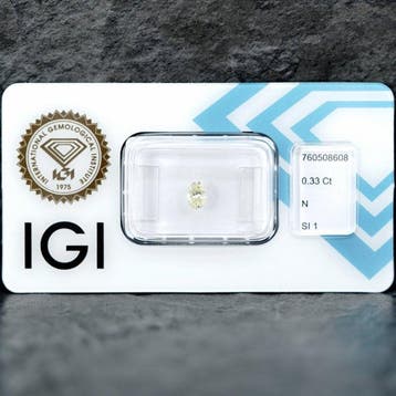 1 pcs Diamant (Natuurlijk) - 0.33 ct - Ovaal - N (gekleurd), Nieuw