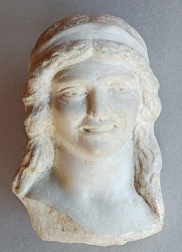 sculptuur, Testina di ragazza - 17 cm - Marmer, Antiek en Kunst
