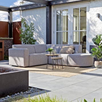 *WOONWINKEL* Tuin Hoekbank All-weather Stof Met Ronde Hocker, Tuin en Terras, Tuinsets en Loungesets, Verzenden, Nieuw