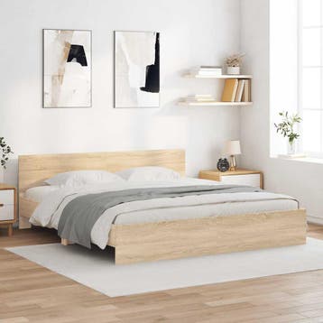 vidaXL Bedframe met hoofdeinde sonoma eikenkleur 180x200 cm, Huis en Inrichting, Slaapkamer | Bedden, Eenpersoons, Bruin, Verzenden