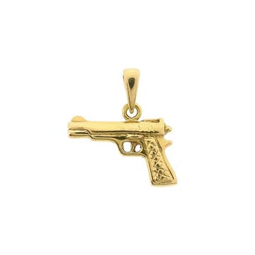 18 Krt. Gouden hanger van een pistool (Hanger of bedel), Ophalen of Verzenden, Gebruikt, Goud, Overige merken