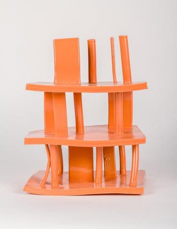 roger Coll - sculptuur, Happy Collapse orange - 27 cm -