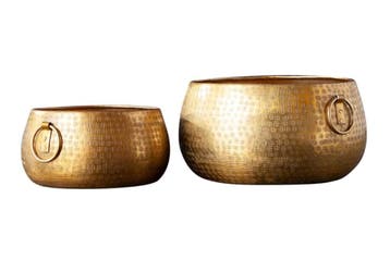 Handgemaakte schalenset van 2 ORIENT gouden bloempotten in, Ophalen of Verzenden, Nieuw