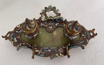 Bureauset - Brons, Cloisonné, Onyx, Antiek en Kunst