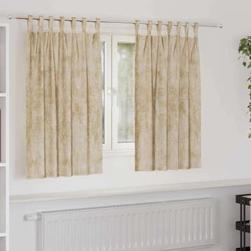 vidaXL Velvet Gordijnen met gordijnen 2 pcs Crème 140 x 140, Huis en Inrichting, Stoffering | Gordijnen en Lamellen, Verzenden