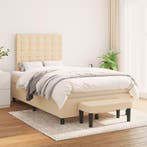 vidaXL Boxspring met matras stof crèmekleurig 120x200 cm, Verzenden, Nieuw, Twijfelaar, 120 cm
