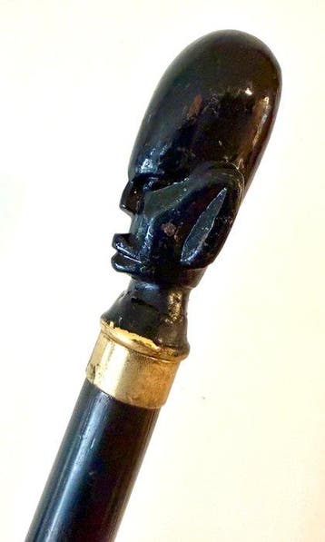 Wandelstok - Vintage wandelstok met een handgesneden hoofd