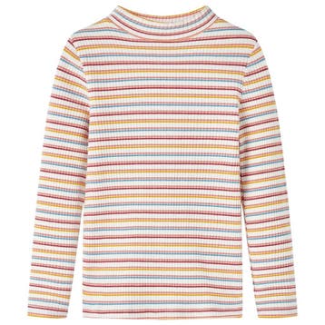 vidaXL Kindershirt met lange mouwen 128 gestreept ecru, Verzenden, Nieuw