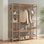 [en.casa] Kledingkast Ilomantsi bamboe open kast 165x122x35, Huis en Inrichting, Kasten | Kledingkasten, Verzenden, Nieuw