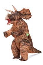KIMU® Opblaas Kostuum Triceratops Bruin Opblaasbaar Pak Dino, Carnaval, Nieuw, Overige maten, Ophalen of Verzenden