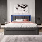 Gestoffeerd Tweepersoonsbed 160x200 cm met Lade, LED; USB, Huis en Inrichting, Slaapkamer | Bedden, Verzenden, Nieuw