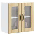 vidaXL Keukenbovenkast met glazen deur Lucca bewerkt hout, Huis en Inrichting, Keuken | Keukenelementen, Verzenden, Nieuw, Bruin