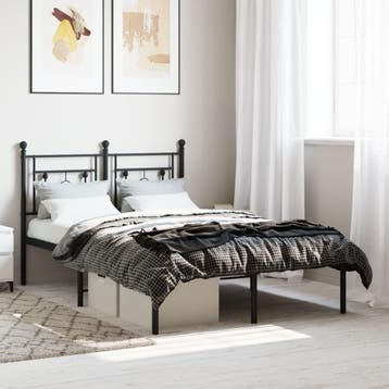 vidaXL Bedframe met hoofdbord metaal zwart 120x190 cm, Verzenden, Zwart, Nieuw, 190 cm of minder