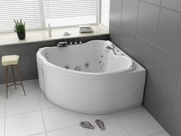 Veiling - Whirlpool Massagebad - Wit - Hoekbad - 138x138x68c, Nieuw