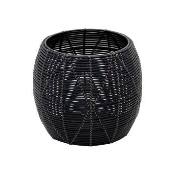 Birma poef wicker ø46x40cm - zwart, Ophalen of Verzenden, Nieuw, Zwart