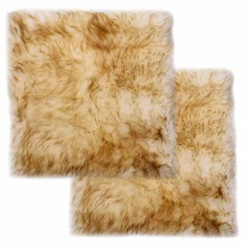 vidaXL Stoelkussens 2 st 40x40 cm echt schapenvacht, Huis en Inrichting, Woonaccessoires | Kussens, Verzenden, Nieuw, Bruin