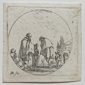 Stefano Della Bella (1610-1664) - Mendicante che cammina con, Antiek en Kunst