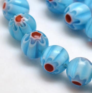 10 x Millefiori glas kralen 8mm sky blue gat: 1mm, Ophalen of Verzenden, Nieuw, Kraal