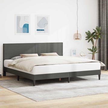 vidaXL Bedframe Donkergrijs 200 x 200 cm Katoen Stof, Verzenden, Nieuw, Tweepersoons, Stof