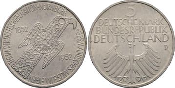 5 duitse Mark 1952 D 5 Mark Gedenkmunten Bondsrepubliek D..., Postzegels en Munten, Munten | Europa | Niet-Euromunten, Verzenden