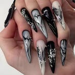 Punk Butterfly Fake Nails – Dark Cool Wearable Set, Verzenden, Nieuw