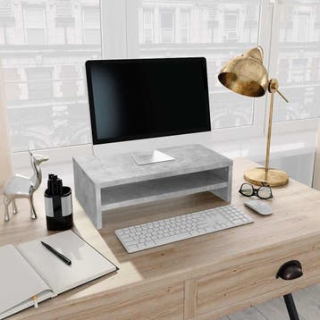 vidaXL Monitorstandaard 42x24x13 cm bewerkt hout betongrijs, Verzenden, Nieuw, Overige houtsoorten, Minder dan 100 cm