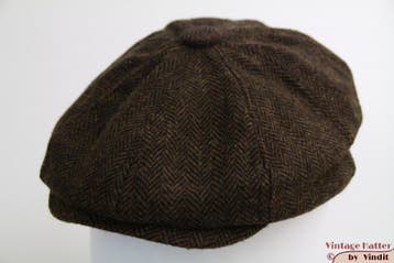 paperboy pet Hawkins bruin en groen visgraat tweed 57 t/m 60, Ophalen of Verzenden, Nieuw, Hawkins, Pet