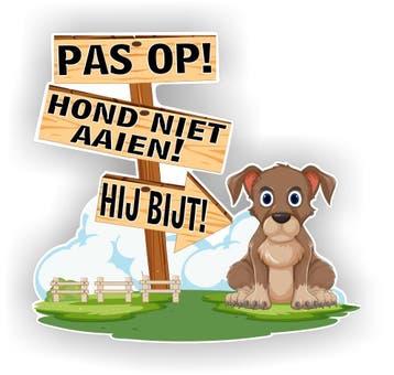 Hond bijt waarschuwing sticker, Verzenden, Nieuw